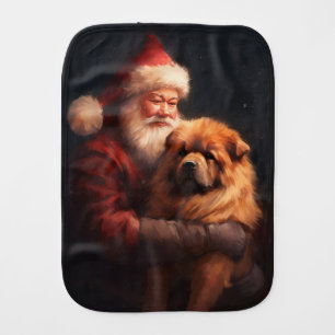 Chow Chow With Santa Claus Festive Christmas  Baby Burp Cloth