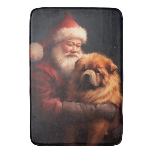 Chow Chow With Santa Claus Festive Christmas  Bath Mat