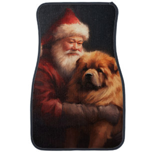 Chow Chow With Santa Claus Festive Christmas Car Floor Mat
