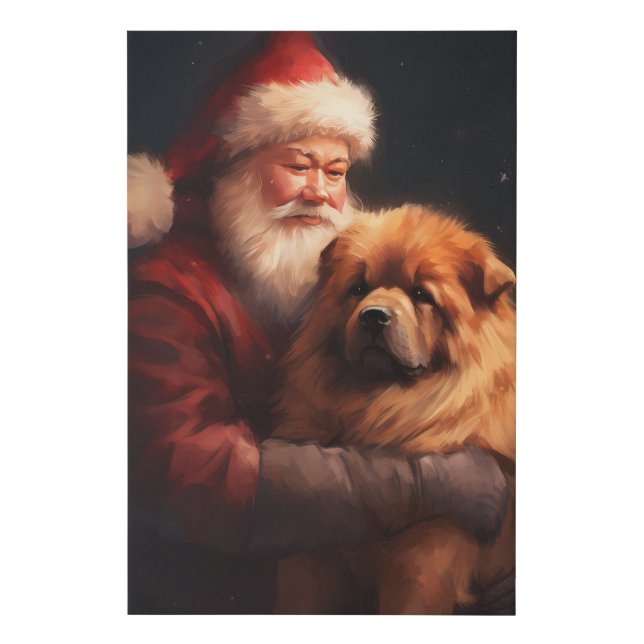 Chow Chow With Santa Claus Festive Christmas  Faux Canvas Print (Front)