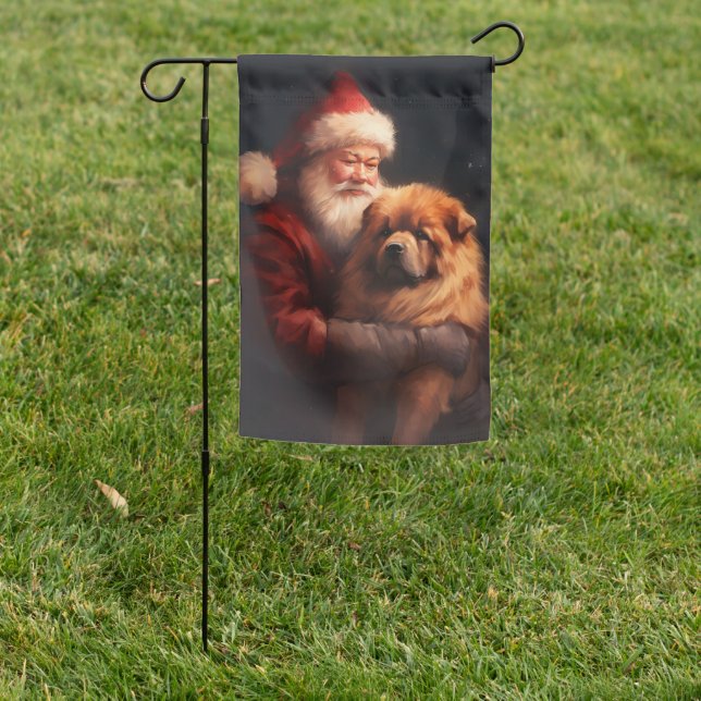 Chow Chow With Santa Claus Festive Christmas  Garden Flag (In SItu)