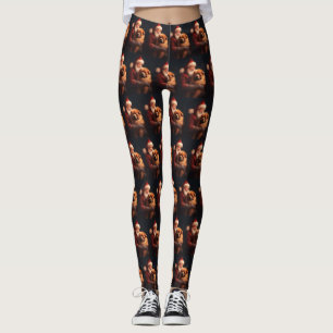 Chow Chow With Santa Claus Festive Christmas Leggings