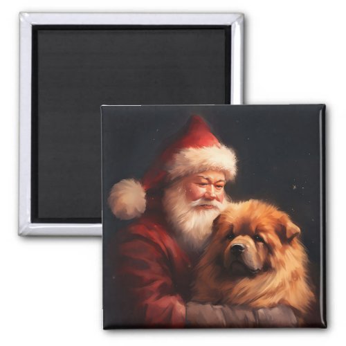 Chow Chow With Santa Claus Festive Christmas  Magnet