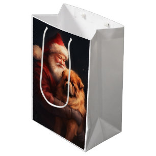 Chow Chow With Santa Claus Festive Christmas  Medium Gift Bag