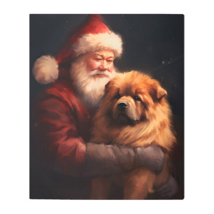 Chow Chow With Santa Claus Festive Christmas Metal Print