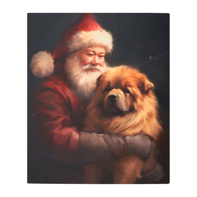 Chow Chow With Santa Claus Festive Christmas  Metal Print (Front)