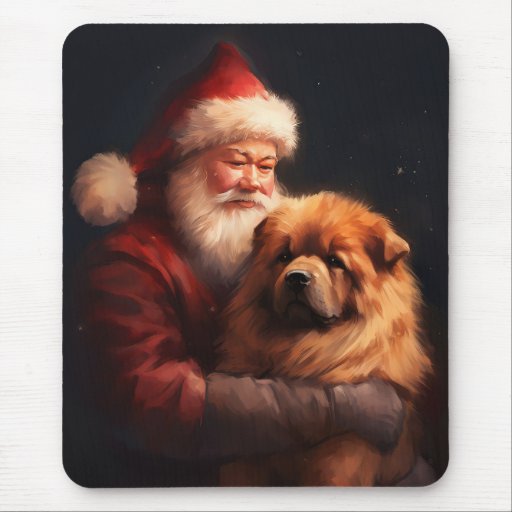 Chow Chow With Santa Claus Festive Christmas  Mouse Pad