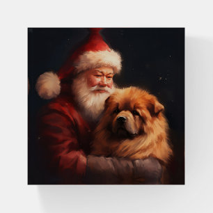 Chow Chow With Santa Claus Festive Christmas Paperweight