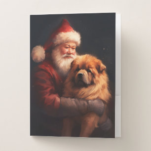 Chow Chow With Santa Claus Festive Christmas  Pocket Folder
