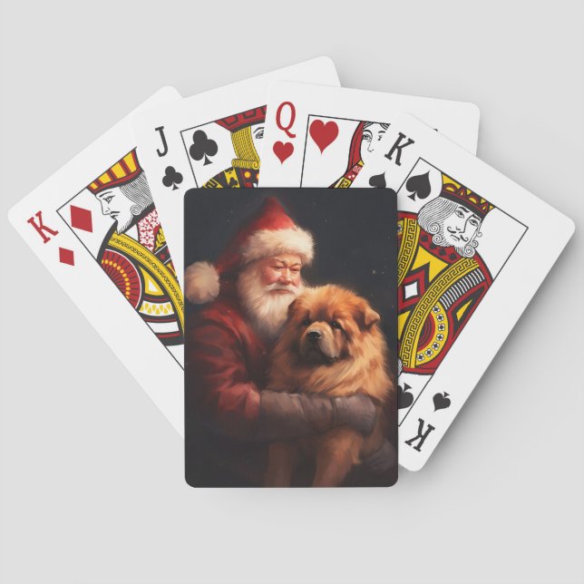 Chow Chow With Santa Claus Festive Christmas  Poker Cards (Back)