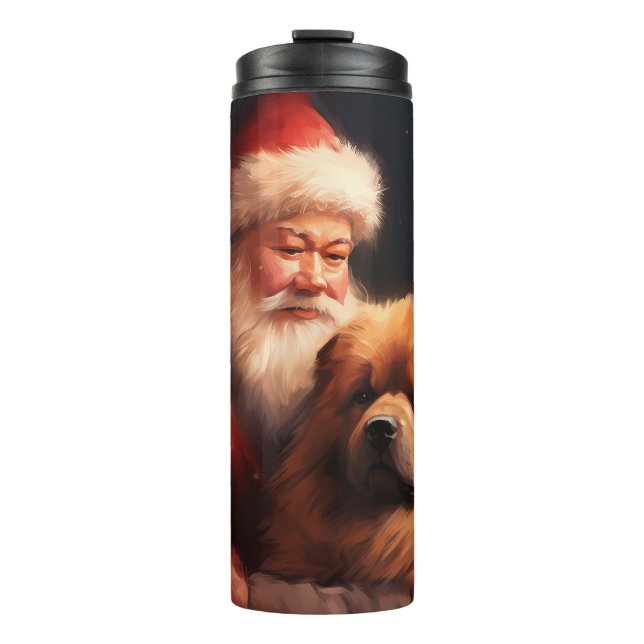 Chow Chow With Santa Claus Festive Christmas  Thermal Tumbler (Front)