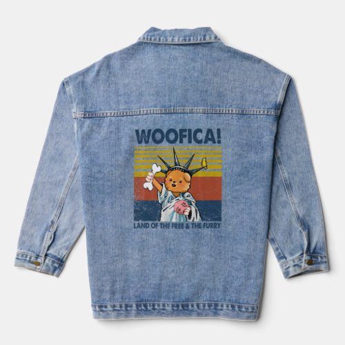 Chow Chow Woofica Land Of The Free Furry  Pet Dog  Denim Jacket