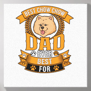 Chow Dad Dog Ever Wreath Paw Prints Canvas Photo Tile
