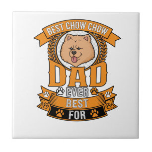 Chow Dad Dog Ever Wreath Paw Prints Ceramic Tile
