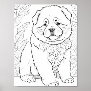 Chow Dog Adult Coloring Poster