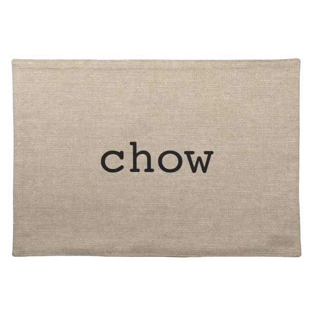 Chow eat faux linen burlap rustic chic initial jut placemat (Front)