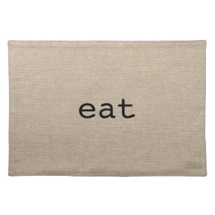 Chow eat faux linen burlap rustic chic initial jut placemat