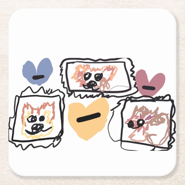 Chow Hearts  Square Paper Coaster (Front)