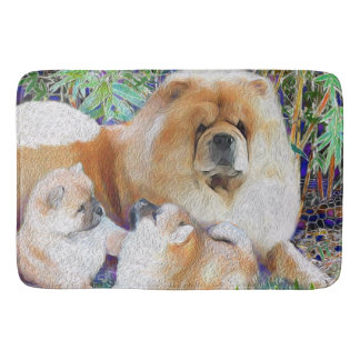 Chow mom and puppies bath mat/crate mat