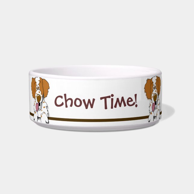 Chow Time Cute Brittany Spaniel Dog Pet Bowl (Front)