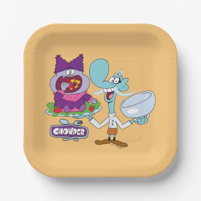 Chowder and Mung Daal Paper Plates (Front)