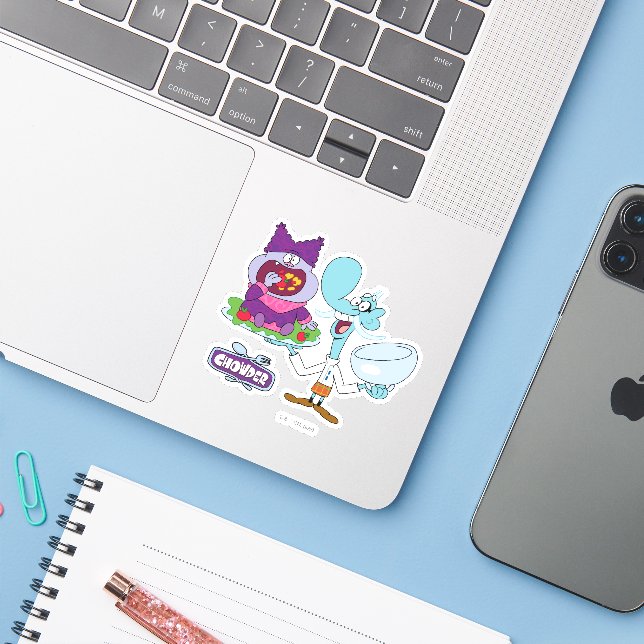 Chowder and Mung Daal Sticker (Laptop w/ iPhone)