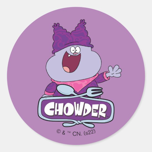 Chowder Waving Classic Round Sticker (Front)