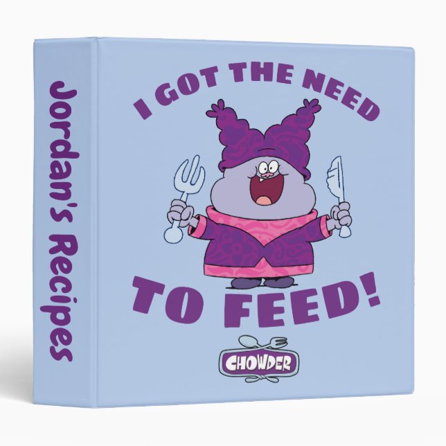 Chowder With Fork and Knife 3 Ring Binder (Front/Spine)