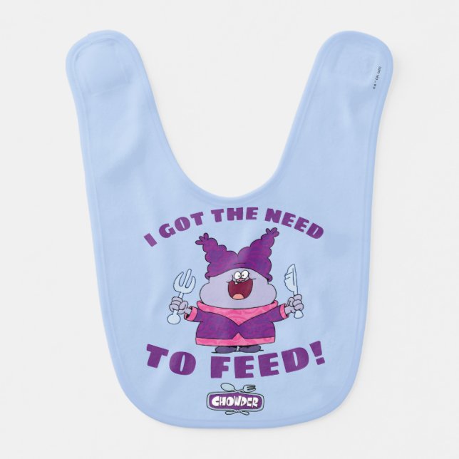Chowder With Fork and Knife Baby Bib (Front)
