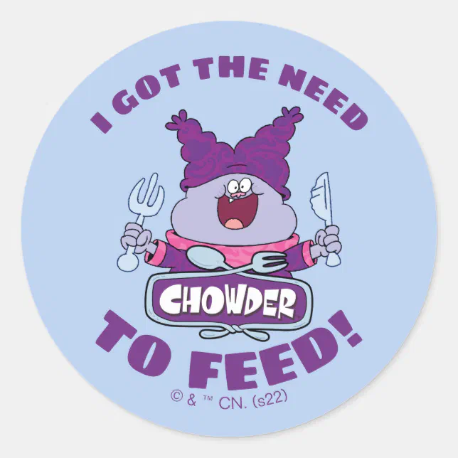 Chowder Show Stickers Chowder With Fork and Knife Classic Round Sticker | Zazzle