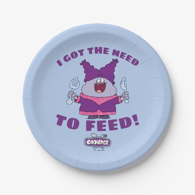 Chowder With Fork and Knife Paper Plates (Front)