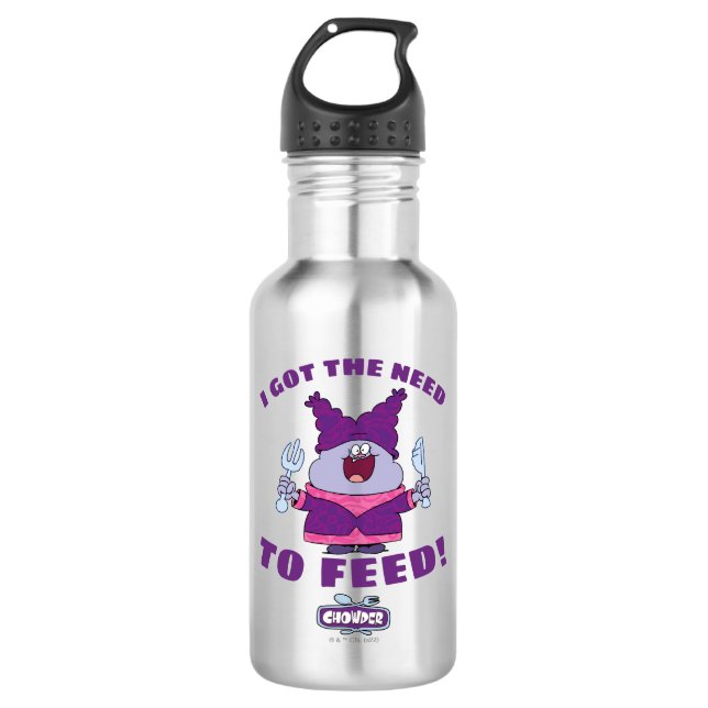 Chowder With Fork and Knife Stainless Steel Water Bottle (Front)