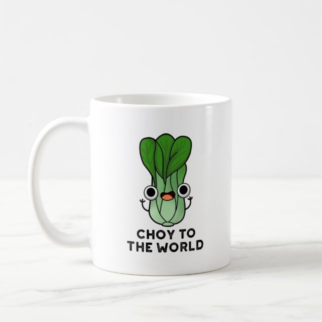 Choy To The World Funny Bok Choy Veggie Pun Coffee Mug (Left)