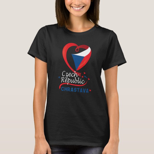 Chrastava Czech Republic Heart Flag Lion Coat Of A T-Shirt (Front)