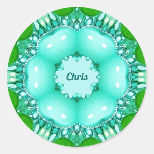 CHRIS  Bright Abstract Fractal Pattern   Classic Round Sticker