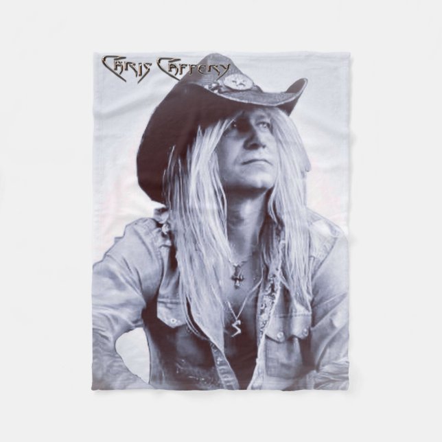 Chris Caffery Portrait Black & White Fleece Blanket (Front)