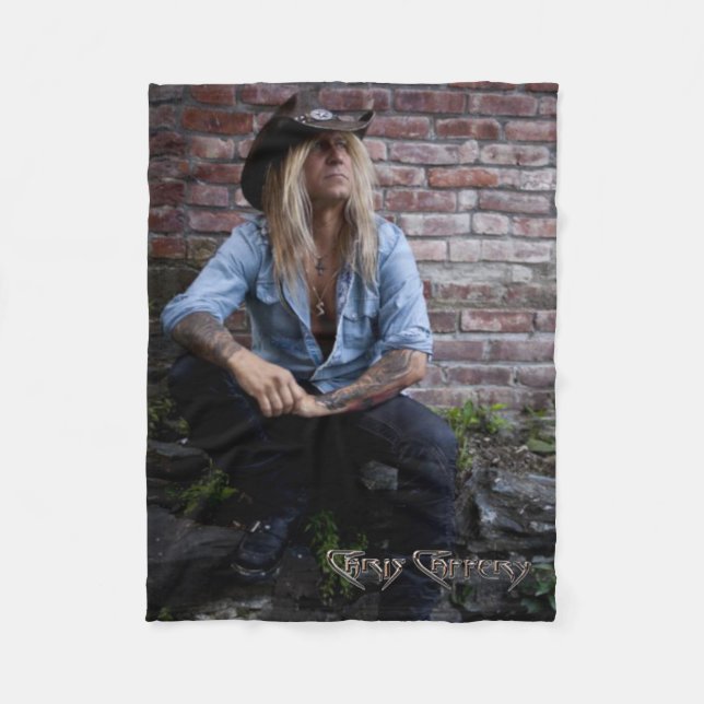 Chris Caffery Sitting by Brick Wall Fleece Blanket (Front)