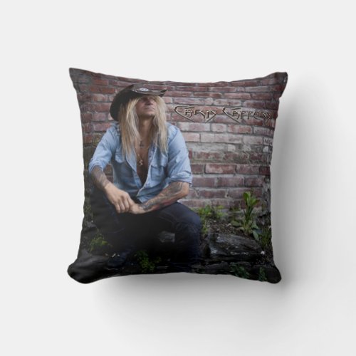 Chris Caffery Sitting by Brick Wall Throw Pillow
