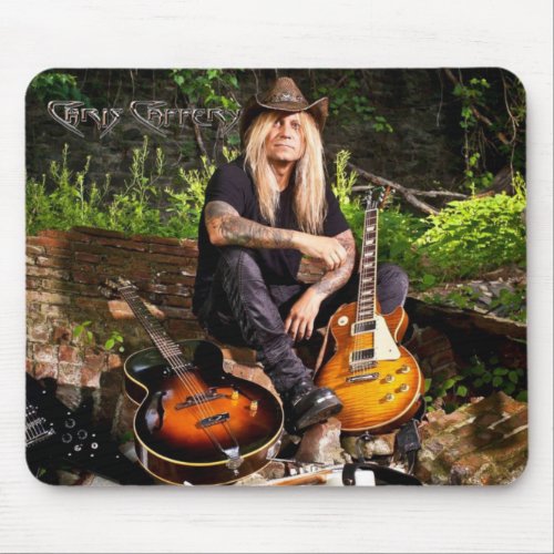Chris Caffery Sitting with Guitars Mouse Pad