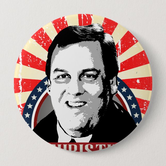 CHRIS CHRISTIE NAMEPLATE -.png Pinback Button (Front)