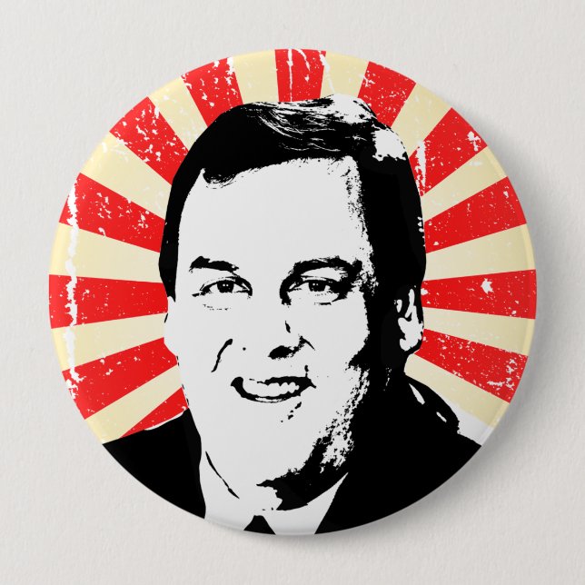 CHRIS CHRISTIE PROPAGANDA PINBACK BUTTON (Front)