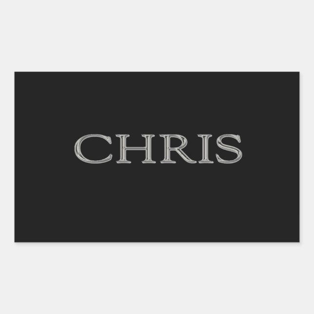 Chris Custom Raised Lettering Rectangular Sticker (Front)