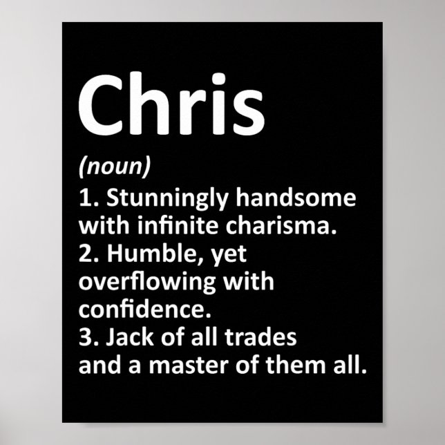 Chris Definition Personalized Name Funny Birthday  Poster (Front)