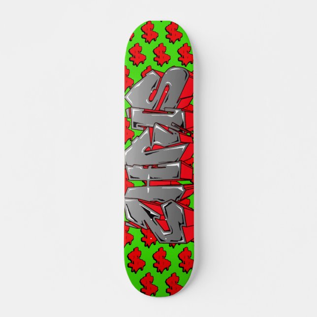 Chris Graffiti Custom Personalized Cash Skateboard (Front)