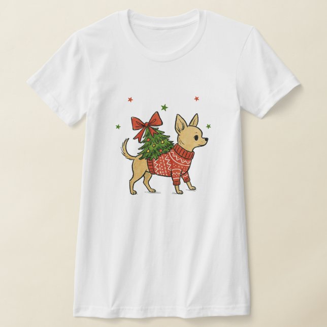 chrismas chihuahua dog tshirt (Laydown)