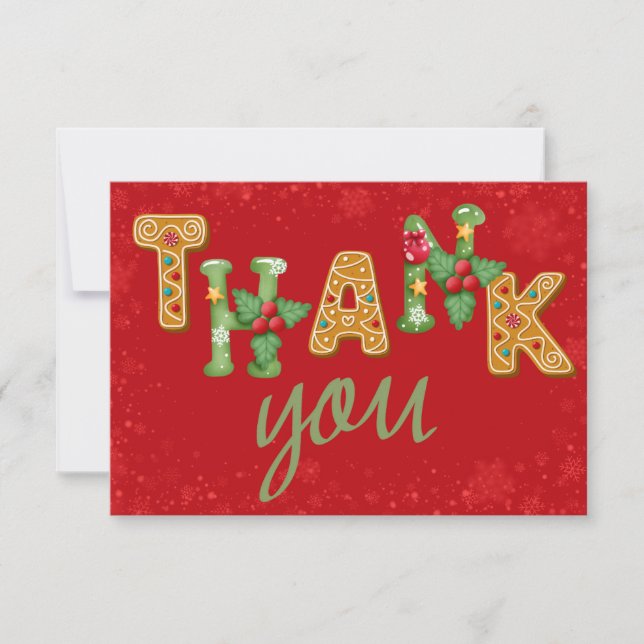 Chrismas Cookies Funny Cartoon Cool Kids Thank You Card (Front)