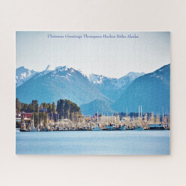 Chrismas Greetings Alaska Thompson Harbor Sitka Jigsaw Puzzle (Horizontal)