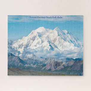 Chrismas Greetings Denali National Park Alaska. Jigsaw Puzzle