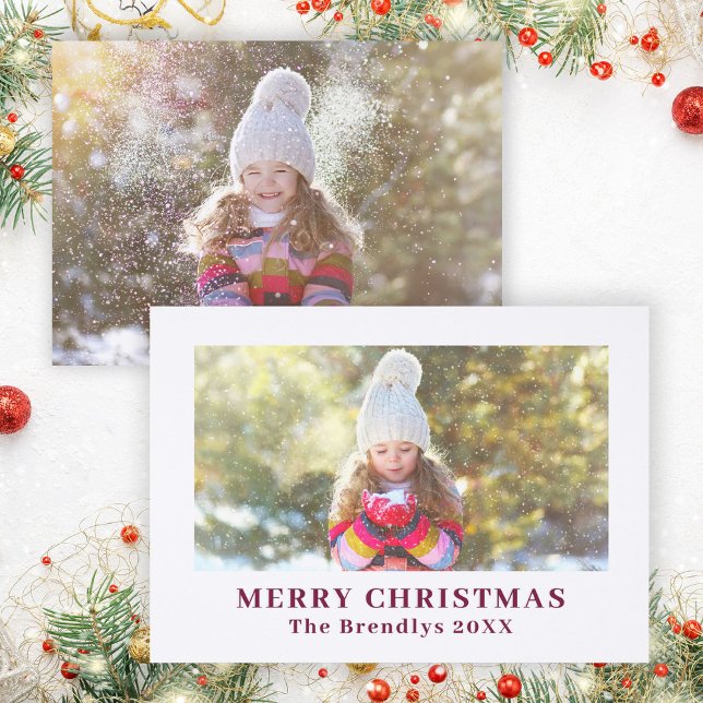Chrismas Holiday Modern 2 Photo Letterpress Card (Stylishly Personalize with Your Custom Photos & Message.)