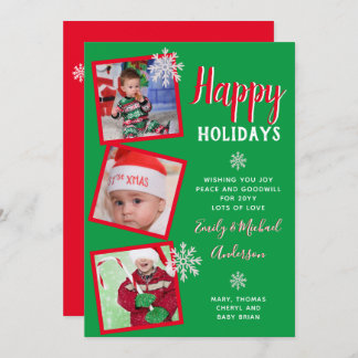 Chrismas Photo Collage Template Greetings Invite